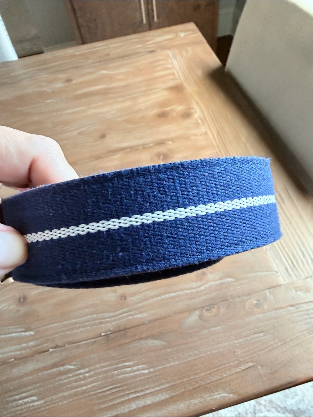 Vineyard Vines Navy Blue Belt with White Center Stripe
